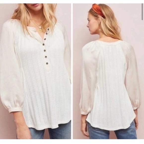 Anthropologie Meadow Rue Kersee Henley raglan style blouse Size Medium - Picture 1 of 6